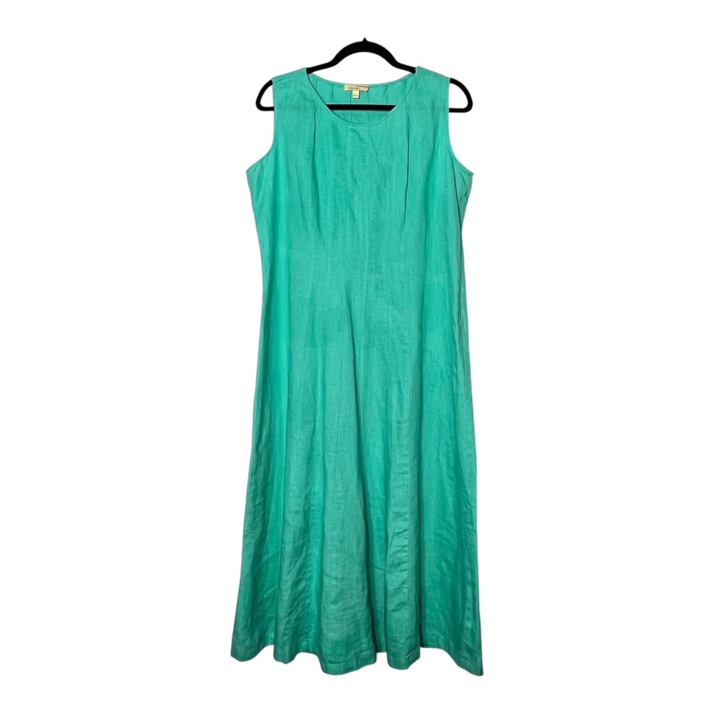 Choices Womens Teal Green 100% Linen Sleeveless A-Line Maxi Dress JLND0141 Large